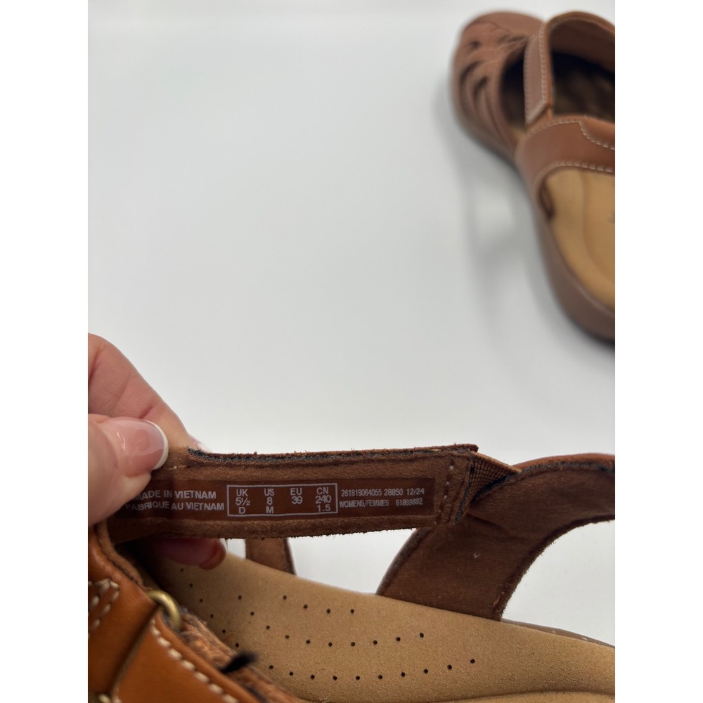 Clarks Collection Arla Glison Tan Leather Fisherman Sandals Womens 8 M Strappy - Picture 7 of 11